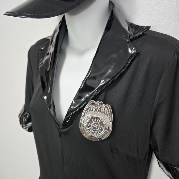 Spirit Adult Dirty Cop Costume Dress w Belt Hat Badge Size XL Stretchy - Picture 3 of 9